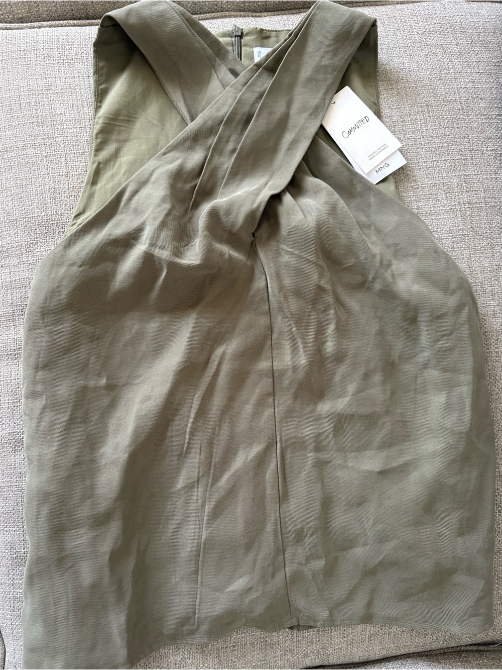 Olive Green Halter Sleeveless Top